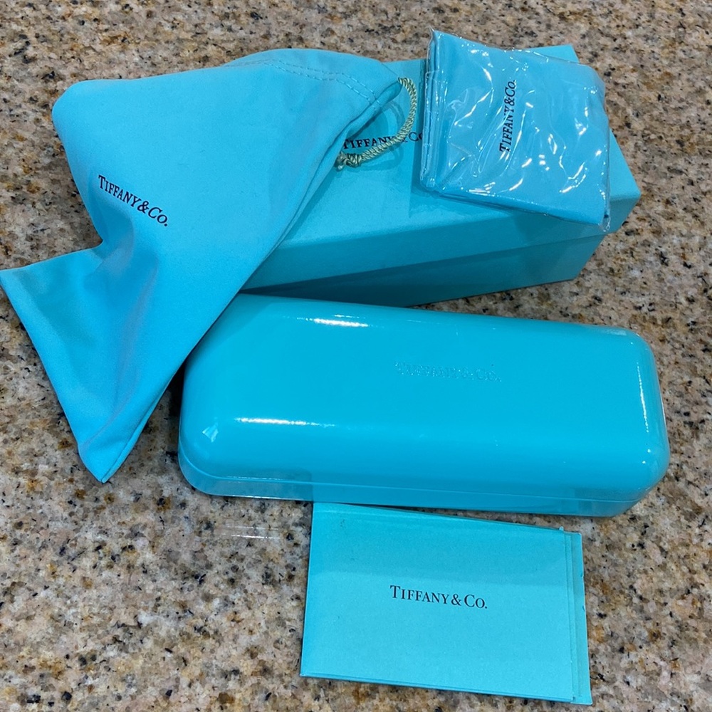 Tiffany & co glasses case, box, cloth, pouch and care card
